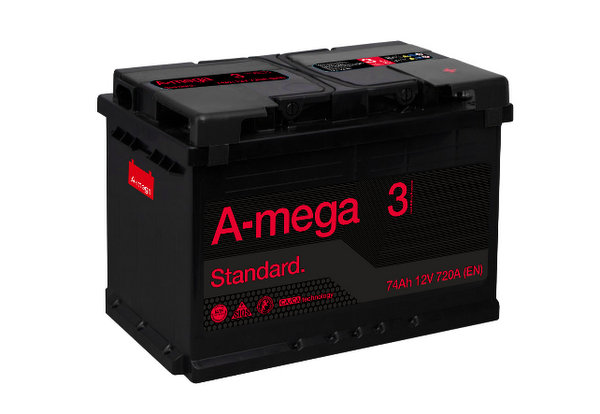 Akumulators 74Ah 720A 12V A-Mega 3 Standart Akumulators 74Ah 720A 12V A-Mega 3 Standart