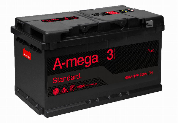 Akumulators 80AH 760A 12V A-Mega 3 Standart Akumulators 80AH 760A 12V A-Mega 3 Standart