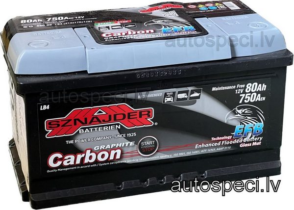 Akumulators START&STOP 80Ah 750A 12V Sznajder EFB Akumulators START&STOP 80Ah 750A 12V Sznajder EFB