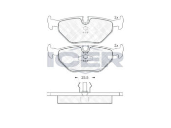 Bremžu kluči aizmugurējie, bremžu uzlikas bremžu diskam BMW 3 E30, E36, 5 E34, 7 E32 1.6-5.0 03.85-06.03 ICER 181051 (FDB578)