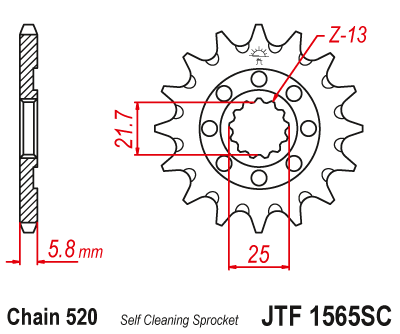 PRIEKŠĒJAIS ZOBRATS Kawasaki KX450, KLX450 13 JTF1565.13SC (MAXGEAR 27502-13) PRIEKŠĒJAIS ZOBRATS Kawasaki KX450, KLX450 13 JTF1565.13SC (MAXGEAR 27502-13)