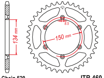AIZMUGURĒJAIS ZOBRATS Kawasaki KDX, KX 48 ZOBI JTR460.48