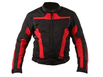 Moto jaka tekstila ADRENALINE HERCULES PPE melns/sarkans