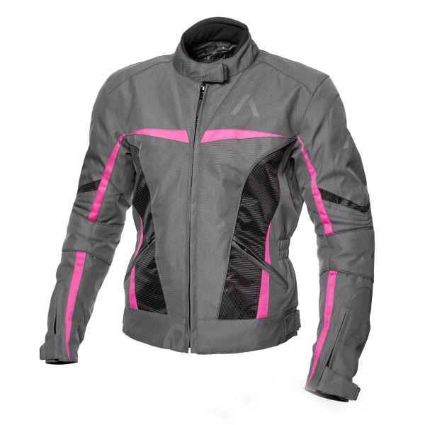 Moto jaka tekstila ADRENALINE LOVE RIDE 2.0 PPE Lady pelēka/rozā/melna Moto jaka tekstila ADRENALINE LOVE RIDE 2.0 PPE Lady pelēka/rozā/melna
