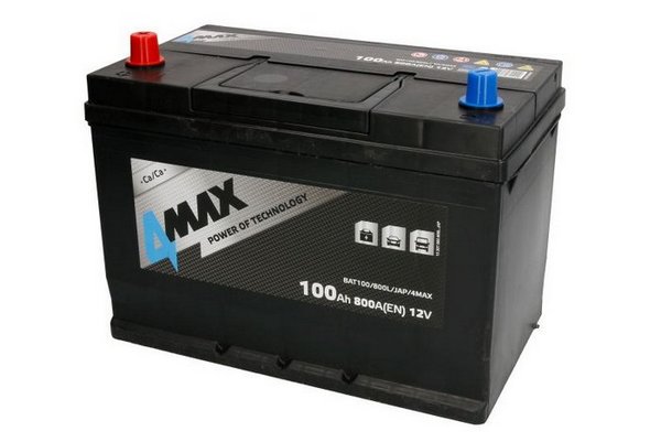Akumulators 100Ah 800A 12V 4MAX Asia ar kreiso plusu Akumulators 100Ah 800A 12V 4MAX Asia ar kreiso plusu