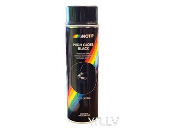 HIGH GLOSS BLACK ātri žūstoša melna akrila krāsa aerosolā 500 ml MOTIP 004005