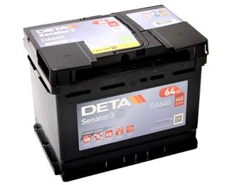 Akumulators 64Ah 640A 12V Deta Senator