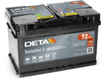 Akumulators 72Ah 720A 12V DETA SENATOR zemais