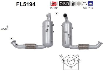 Nosēdumu/Daļiņu filtrs, Kvēpu filtrs (DPF) AS FL5194