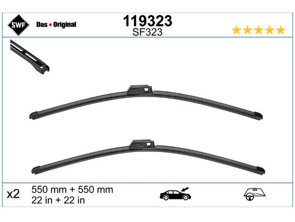 Stikla tīrītāja slotiņas priekšējās SWF SF323 119323 (3397118933 A933S) Stikla tīrītāja slotiņas priekšējās SWF SF323 119323 (3397118933 A933S)