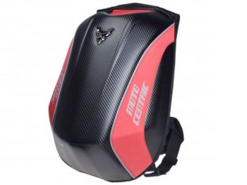 AB4265R Motociklistu ūdensizturīga daļēji cieta mugursoma carbon ar sarkano