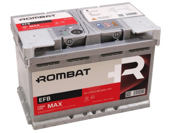 Akumulators START&STOP EFB 70Ah 760A 12V Rombat R-EFB70 Akumulators START&STOP EFB 70Ah 760A 12V Rombat R-EFB70