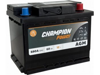Akumulators START&STOP 60Ah 680A 12V AGM CHAMPION POWER