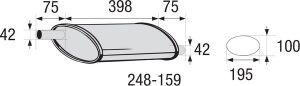 Klusinātājs / Izplūdes sistēma vidēja daļa (universāls, garums 398, platums 195, augstums 100, diametrs 42)
