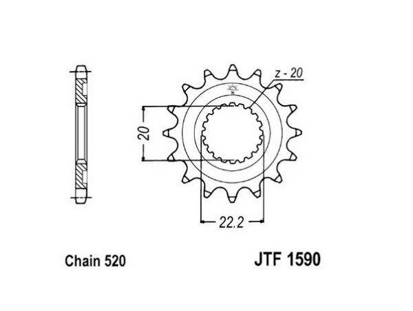 SUNF388-14 (JTF1590,14) Priekšējais zobrats motociklam Yamaha FX250, WR250, YZ 125-250 SUNF388-14 (JTF1590,14) Priekšējais zobrats motociklam Yamaha FX250, WR250, YZ 125-250 - Image 2