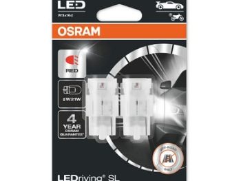 LED gaismas spuldze (Blisters 2 gab.) W21W 12V 1,4W W3X16D SL, Sarkana