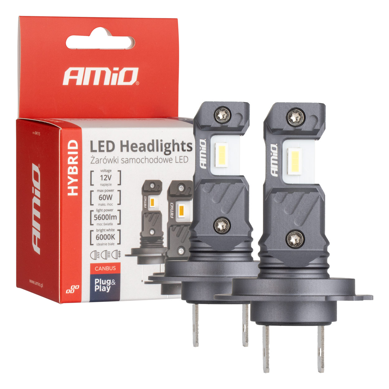 LED H7 H18 priekšējie lukturi Hybrid sērija Canbus 60W AMIO-04115 LED H7 H18 priekšējie lukturi Hybrid sērija Canbus 60W AMIO-04115