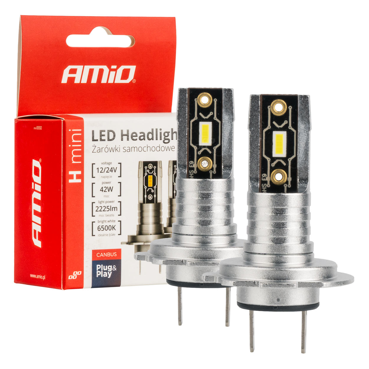 LED H7/H18 priekšējie lukturi H-mini sērija Canbus 42W AMIO-03332 LED H7/H18 priekšējie lukturi H-mini sērija Canbus 42W AMIO-03332