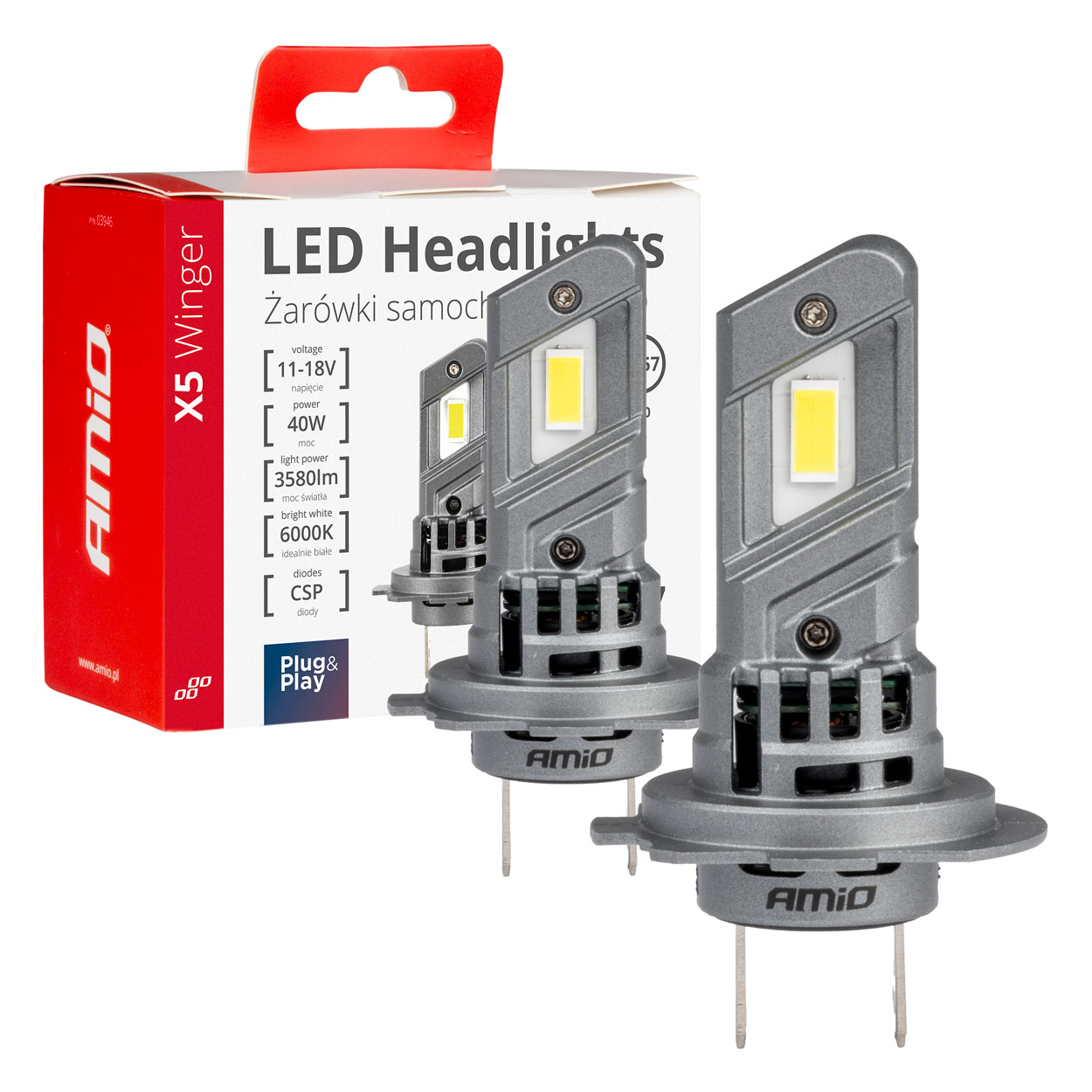 LED H7/H18 priekšējie lukturi X5 sērijai WINGER 40W AMIO-03946 LED H7/H18 priekšējie lukturi X5 sērijai WINGER 40W AMIO-03946
