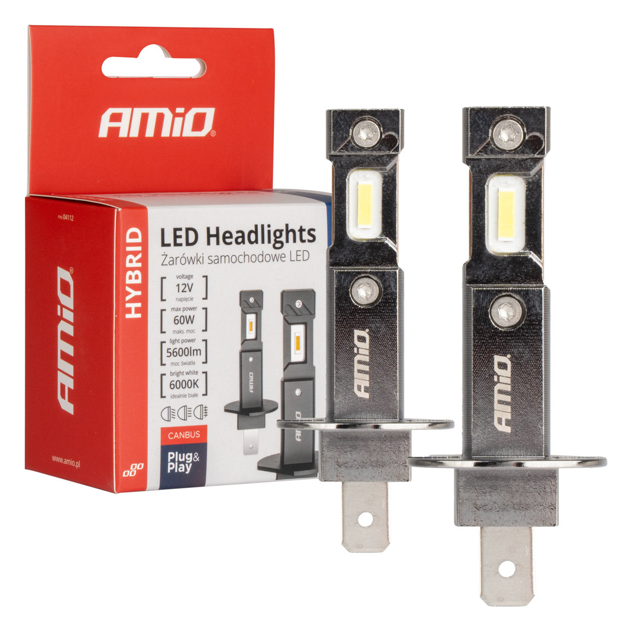 LED H1 priekšējie lukturi Hybrid sērija Canbus 60W AMIO-04112 LED H1 priekšējie lukturi Hybrid sērija Canbus 60W AMIO-04112