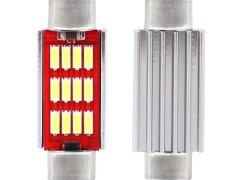 LED CANBUS 4014 12SMD Festoon C5W C10W C3W 36mm balts 12V/24V AMIO-01289