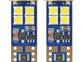 LED CANBUS 12SMD 2835 T10e W5W Balts 12/24V AMIO-01636