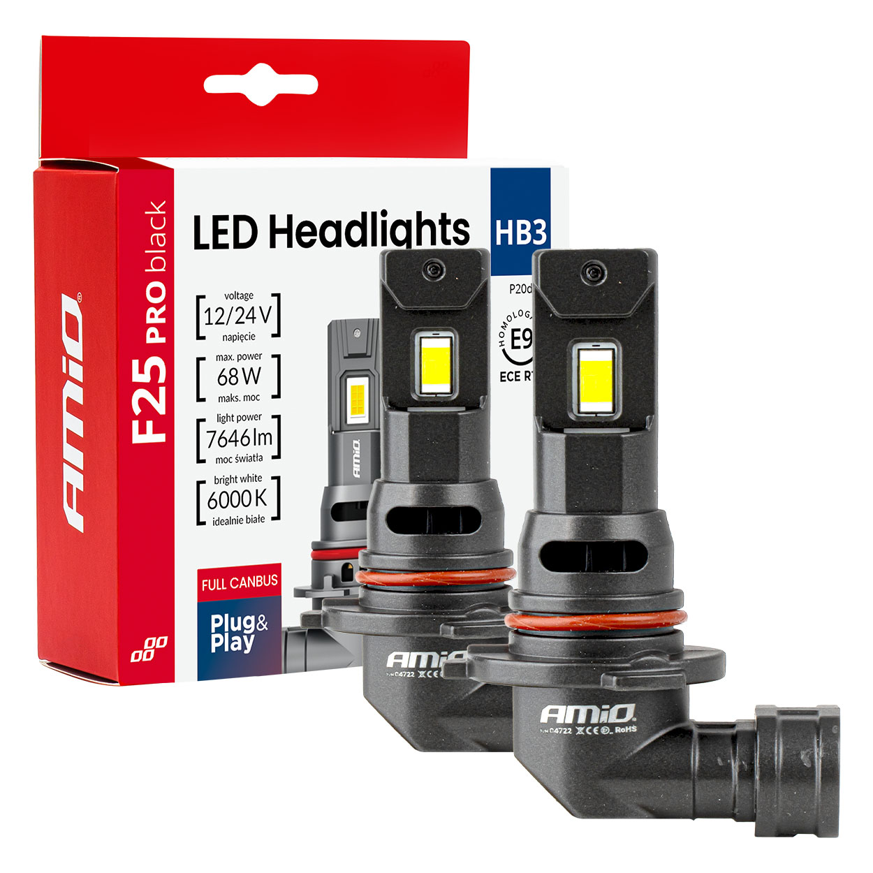 LED HB3 9005 68W priekšējie lukturi, F25 PRO sērija, melni, pilns CANBUS 12/24V AMIO-04722 LED HB3 9005 68W priekšējie lukturi, F25 PRO sērija, melni, pilns CANBUS 12/24V AMIO-04722