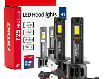 LED H1 68W priekšējie lukturi Sērija F25 PRO MELNI FULL CANBUS 12/24V AMIO-04717