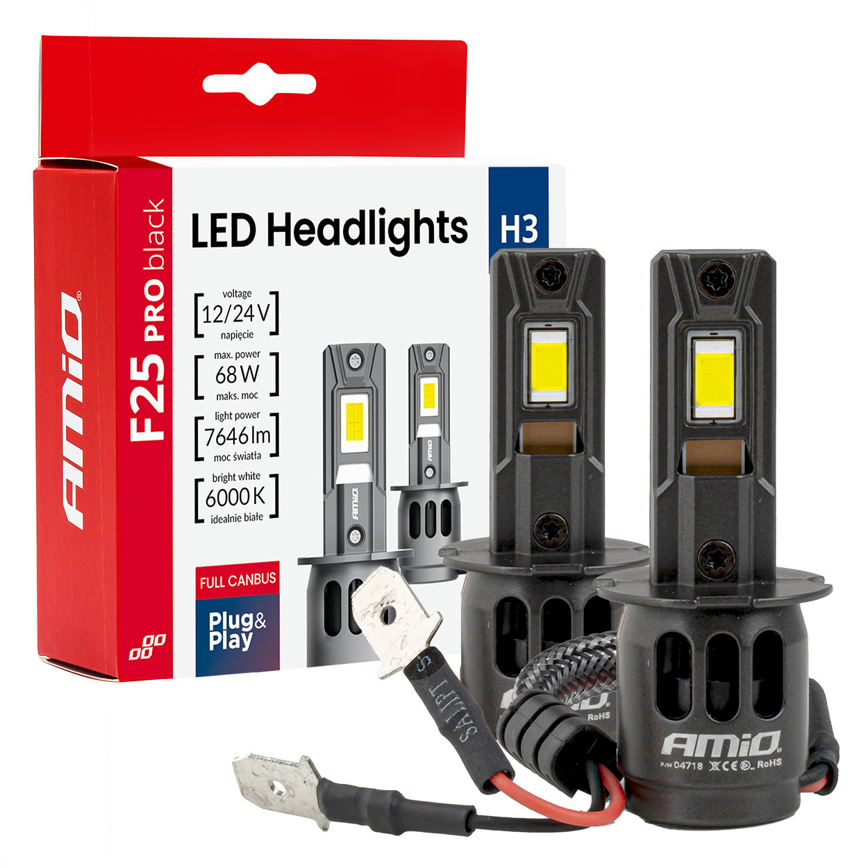 LED priekšējie lukturi sērija F25 PRO MELNI FULL CANBUS H3 68W 12V 24V AMIO-04718 LED priekšējie lukturi sērija F25 PRO MELNI FULL CANBUS H3 68W 12V 24V AMIO-04718