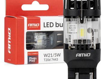 LED spuldze LumiTec T20D 7443 W21/5W 12V FULL CANBUS balta 1 gab. AMIO-04687