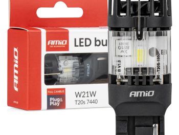 LED spuldze LumiTec T20S 7440 W21W 12V FULL CANBUS balta 1 gab. AMIO-04686