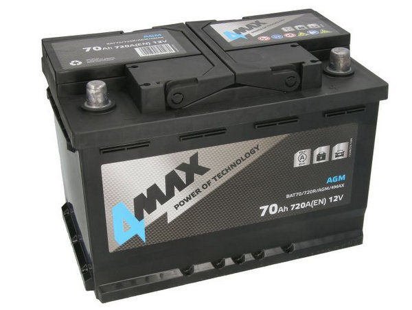 Akumulators START&STOP 70Ah 720A 12V AGM 4MAX Akumulators START&STOP 70Ah 720A 12V AGM 4MAX