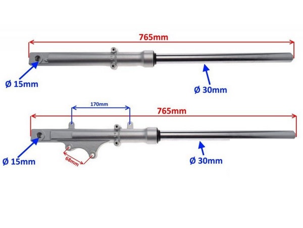Priekšējo amortizatoru komplekts YAMAHA YBR 125, štoks 30mm, L-765mm Priekšējo amortizatoru komplekts YAMAHA YBR 125, štoks 30mm, L-765mm - Image 3