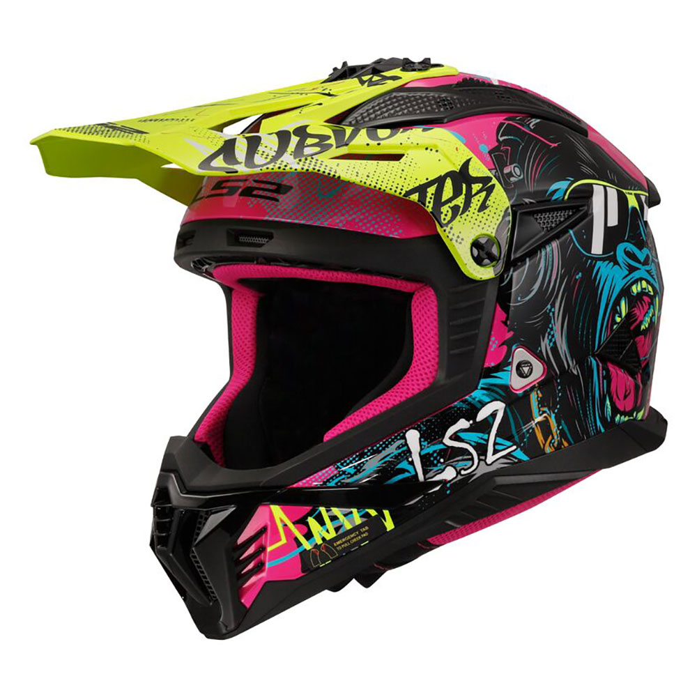 LS2 MX708 FAST II GORILLA, MOTO ĶIVERE, Violeta H-V Dzeltena LS2 MX708 FAST II GORILLA, MOTO ĶIVERE, Violeta H-V Dzeltena
