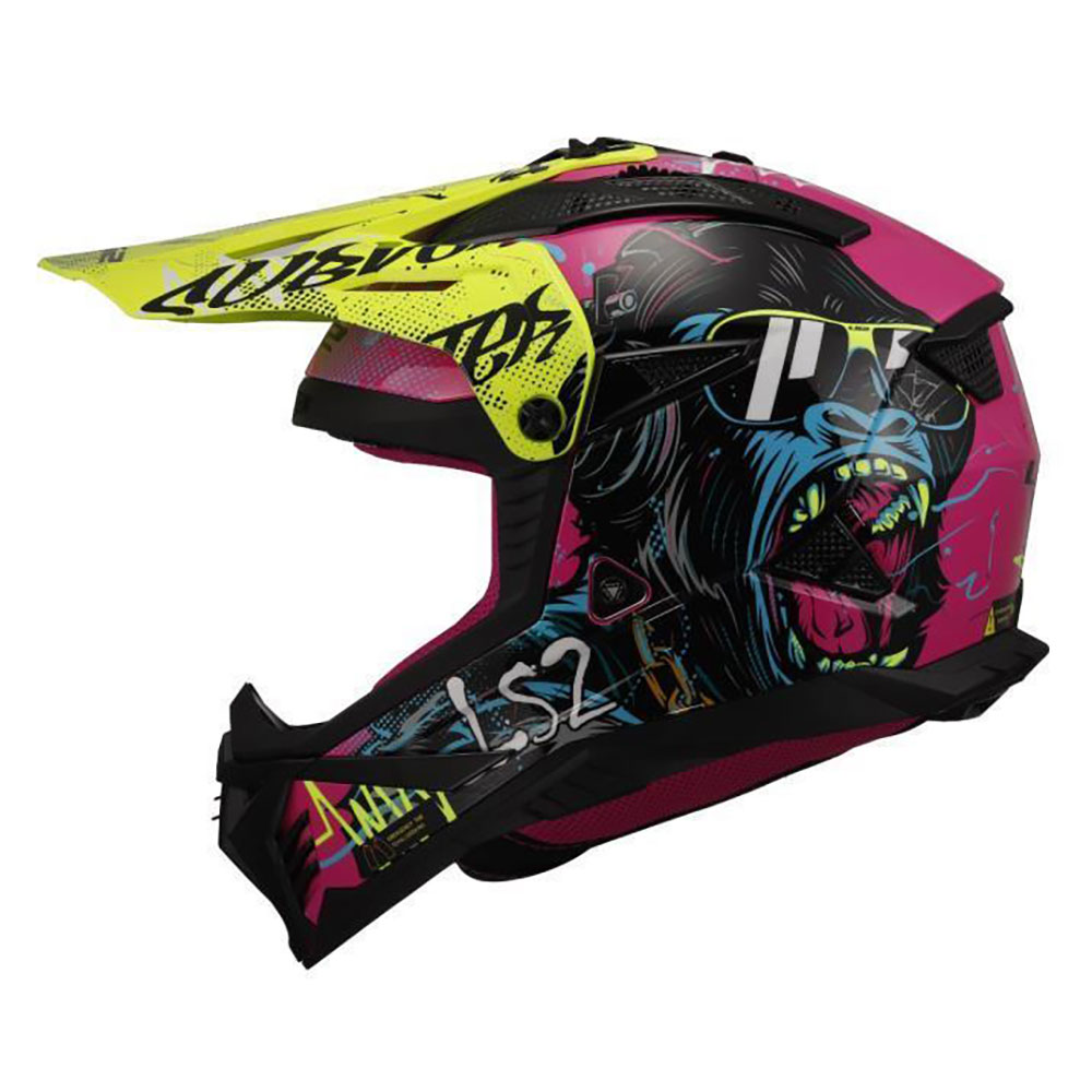 LS2 MX708 FAST II GORILLA, MOTO ĶIVERE, Violeta H-V Dzeltena LS2 MX708 FAST II GORILLA, MOTO ĶIVERE, Violeta H-V Dzeltena - Image 2