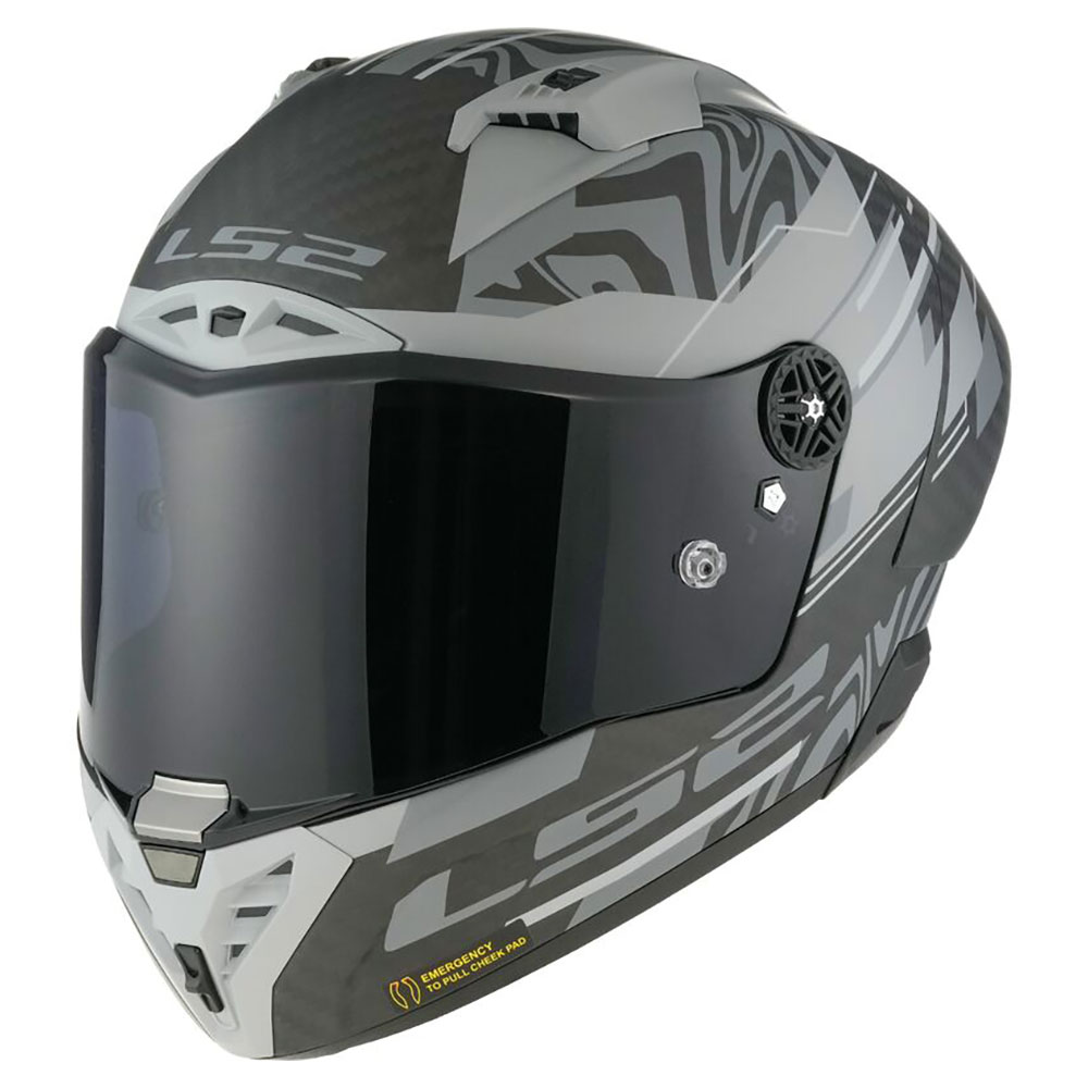 LS2 FF805 THUNDER GP AERO POLAR, MOTO ĶIVERE, melna, pelēka matēta LS2 FF805 THUNDER GP AERO POLAR, MOTO ĶIVERE, melna, pelēka matēta