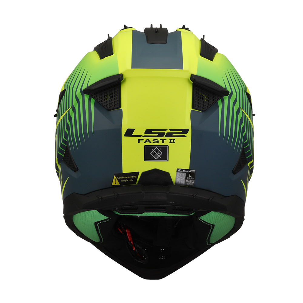 LS2 MX708 FAST II DUCK, MOTO ĶIVERE, matēta zaļa, dzeltena LS2 MX708 FAST II DUCK, MOTO ĶIVERE, matēta zaļa, dzeltena - Image 2