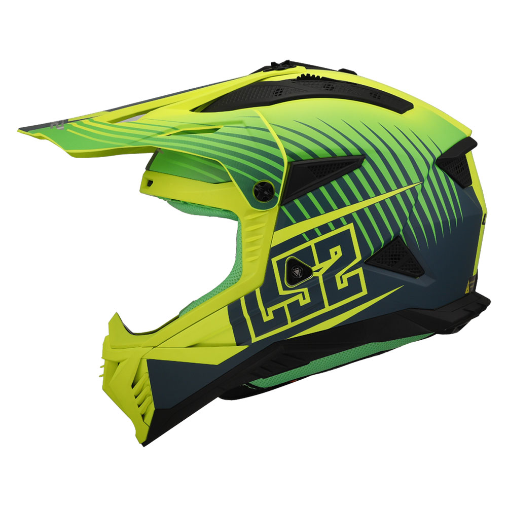 LS2 MX708 FAST II DUCK, MOTO ĶIVERE, matēta zaļa, dzeltena LS2 MX708 FAST II DUCK, MOTO ĶIVERE, matēta zaļa, dzeltena