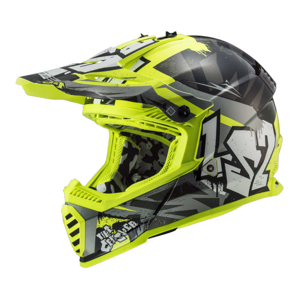 LS2 MX437 FAST II MINI CRUSHER krosa, MOTO ĶIVERE, melna/dzeltena LS2 MX437 FAST II MINI CRUSHER krosa, MOTO ĶIVERE, melna/dzeltena