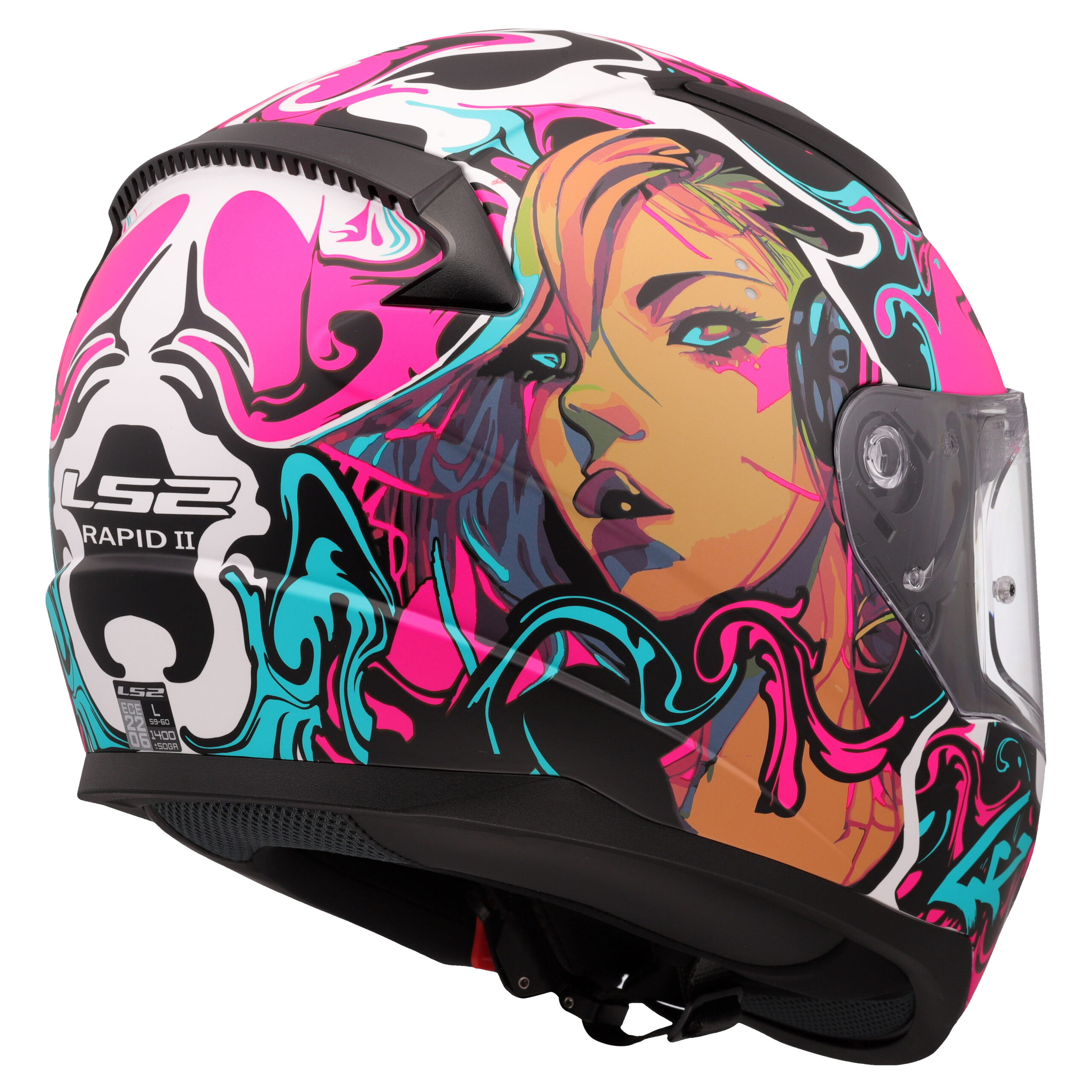 LS2 FF353 RAPID II CYBERG, MOTO ĶIVERE, matēti violeta ciāna LS2 FF353 RAPID II CYBERG, MOTO ĶIVERE, matēti violeta ciāna - Image 5