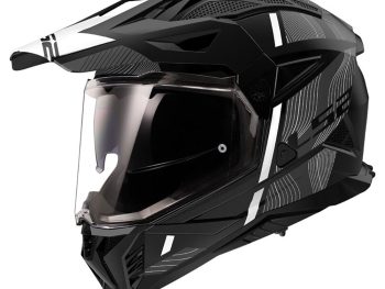 LS2 MX702 PIONEER II HILL, MOTO ĶIVERE, melna/balta matēta