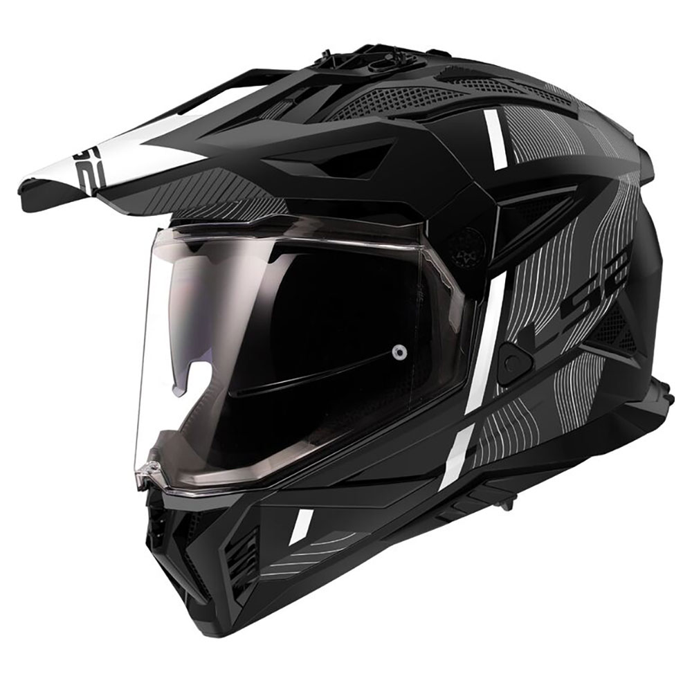 LS2 MX702 PIONEER II HILL, MOTO ĶIVERE, melna/balta matēta LS2 MX702 PIONEER II HILL, MOTO ĶIVERE, melna/balta matēta