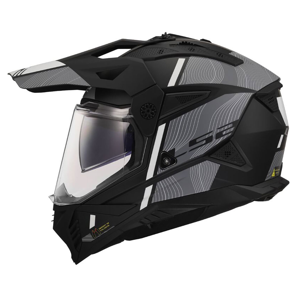 LS2 MX702 PIONEER II HILL, MOTO ĶIVERE, melna/balta matēta LS2 MX702 PIONEER II HILL, MOTO ĶIVERE, melna/balta matēta - Image 2