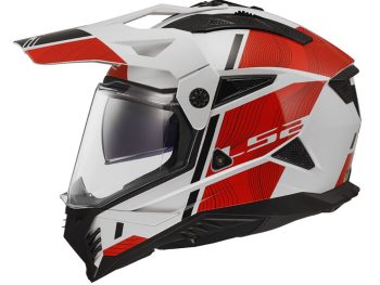 LS2 MX702 PIONEER II HILL, MOTO ĶIVERE, Balta, sarkana