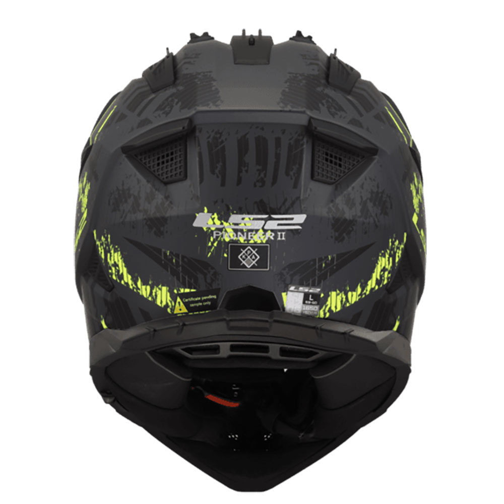 LS2 MX702 PIONEER II CRAZY, MOTO ĶIVERE, melna/ dzeltena matēta LS2 MX702 PIONEER II CRAZY, MOTO ĶIVERE, melna/ dzeltena matēta - Image 2