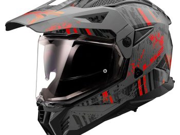 LS2 MX702 PIONEER II CRAZY, MOTO ĶIVERE, melna, sarkana matēta