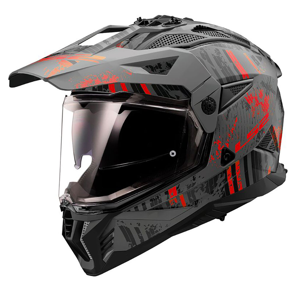 LS2 MX702 PIONEER II CRAZY, MOTO ĶIVERE, melna, sarkana matēta LS2 MX702 PIONEER II CRAZY, MOTO ĶIVERE, melna, sarkana matēta