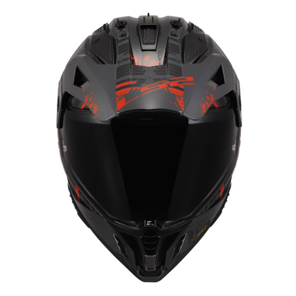 LS2 MX702 PIONEER II CRAZY, MOTO ĶIVERE, melna, sarkana matēta LS2 MX702 PIONEER II CRAZY, MOTO ĶIVERE, melna, sarkana matēta - Image 2