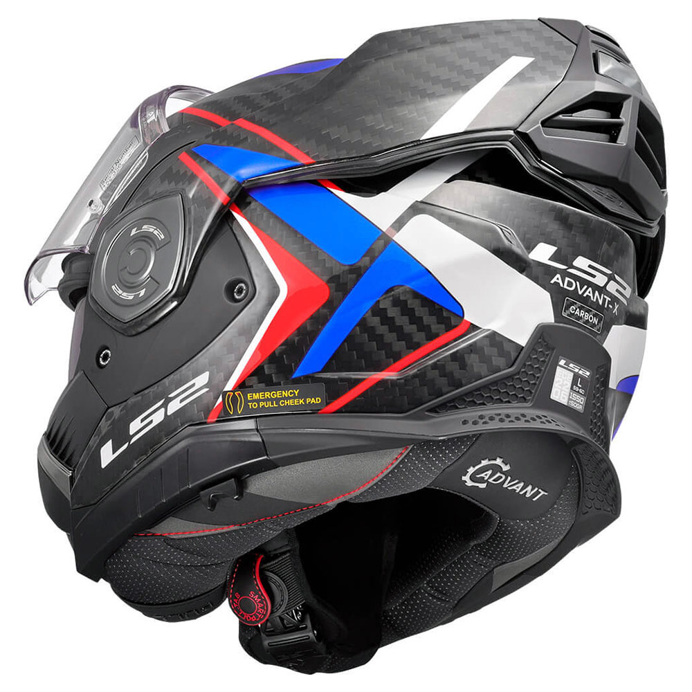 LS2 FF901 ADVANT X CARBON FUTURE II, MOTO ĶIVERE, balta, zila LS2 FF901 ADVANT X CARBON FUTURE II, MOTO ĶIVERE, balta, zila - Image 3