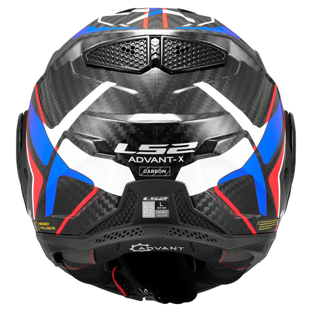 LS2 FF901 ADVANT X CARBON FUTURE II, MOTO ĶIVERE, balta, zila LS2 FF901 ADVANT X CARBON FUTURE II, MOTO ĶIVERE, balta, zila - Image 8